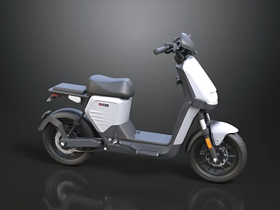 Modern Electric Scooter With White Gray Body Black Seat And Stylish Wheels 3d model