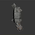 Futuristic SciFi Mechanical Walker With Gray Armor Orange Details And Tall Legs