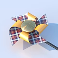 Decorative Household Pinwheels With Large And Small Plaid Patterns On Black Base 3d model