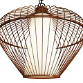 Various Designed Chandeliers With Bamboo And Metal Frames In Square Diamond Spherical Shapes