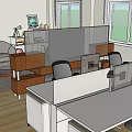 Public Office Space With Desks Computers Ergonomic Chairs And Comfortable Seating Area 3d model