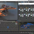 Orange And Black Cosmic Spaceship Design With Multiple Engines And Wing Structure