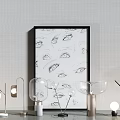 Modern Tech Exhibition Hall Featuring Contemporary Lamps And Eye Sketch Artwork On Gray Textured Wall
