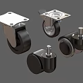 Industrial Swivel Casters With Black Wheels And Metal Mounting Plates
