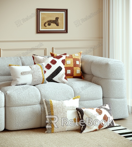 Cream wind wool pillow combination model