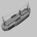 Vintage White Steamboat With Multiple Decks Railing And Exterior Windows