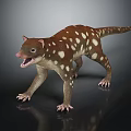 Brown Animal With White Spots Prominent Nose Long Tail Open Mouth Standing 3D Render