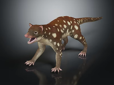 Brown Animal With White Spots Prominent Nose Long Tail Open Mouth Standing 3D Render 3d model