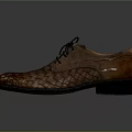 Men's Classic Brown Leather Shoes With Woven Design And Black Laces