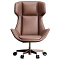 Modern Office Chairs With Gray And Brown Leather Upholstery Stylish Swivel Wheels Design