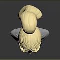 Game Movie Character 3D Model Featuring Blonde Bun Hair Braided Front and Elven Ears