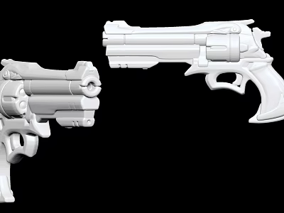 High Quality White Revolver 3D Models With Detailed Side View Design 3d model