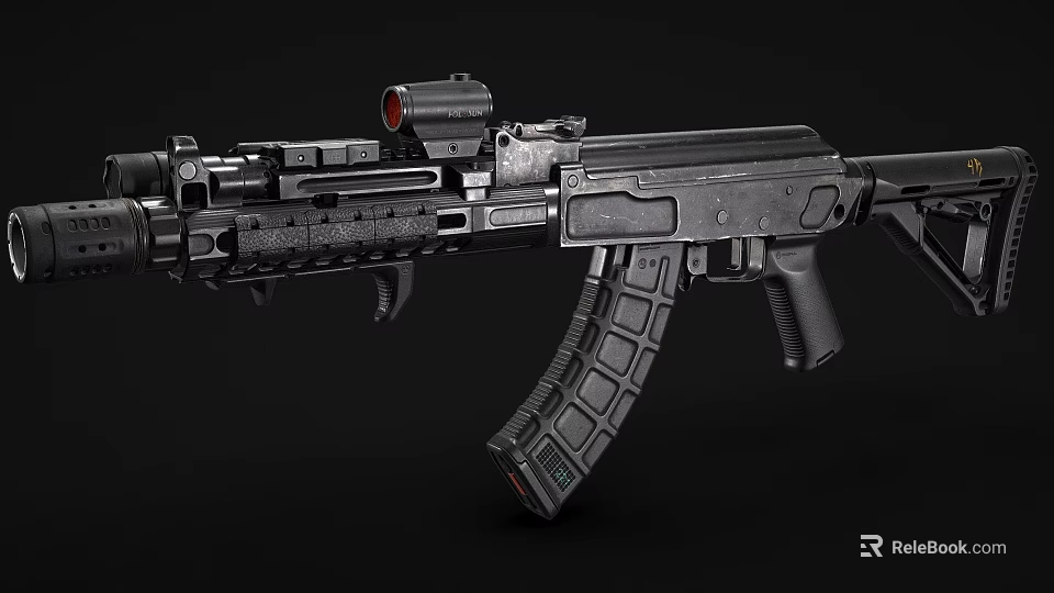 Modern Black Tactical Rifle With Scope And Textured Grip Design 3d model 