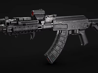 Modern Black Tactical Rifle With Scope And Textured Grip Design 3d model