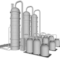 Industrial Equipment Featuring Stainless Steel Towers Storage Tanks And Piping System