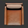 Stylish Modern Orange Leather Armchair With Wooden Frame And Comfortable Seat