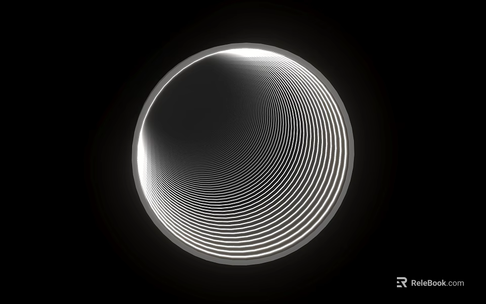 Modern Circular Decorative Mirror With Concentric Stripe Pattern On Black Background 3d model 