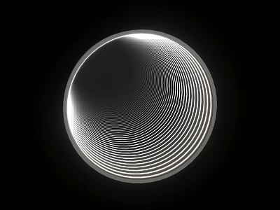 Modern Circular Decorative Mirror With Concentric Stripe Pattern On Black Background 3d model