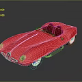 Classic Red Sports Car With Streamlined Body Two Seat White Interior And Silver Wheels