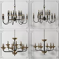 Vintage Gold And Black Chandelier With Multiple Candle Shaped Arms Design