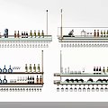 Modern Wine Cabinet With Glass Shelves For Wine Bottles And Glasses Storage