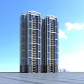 Modern High Rise Residential Building Featuring Glass Facade And Balconies Under Blue Sky