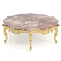 Elegant Coffee Table With Ornate Gold Carved Legs And Marble Top