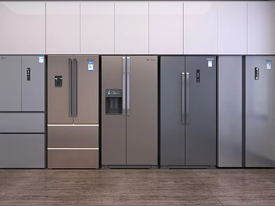 Modern Stainless Steel Refrigerators and Freezers with Various Styles for Kitchen 3d model
