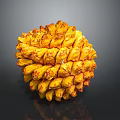 Yellow Spiky Tropical Fruit With Red Edges On Dark Reflective Background 3d model