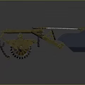 Mechanical Military Weapon With Metal Frame Chain Components And Blue Panel