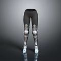 Game Movie Character Leg Armor With Black Leggings Silver Metallic Knee Guards And Boots