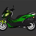 Green And Black Modern Scooter Motorcycle With Sleek Body Black Seat And Alloy Wheels