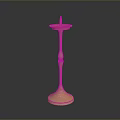 Golden Metal Candlestick With Tall Standalone Design And Classic Base On Dark Background