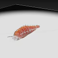 Red Spiky Creature With Segmented Body And Sharp Spines