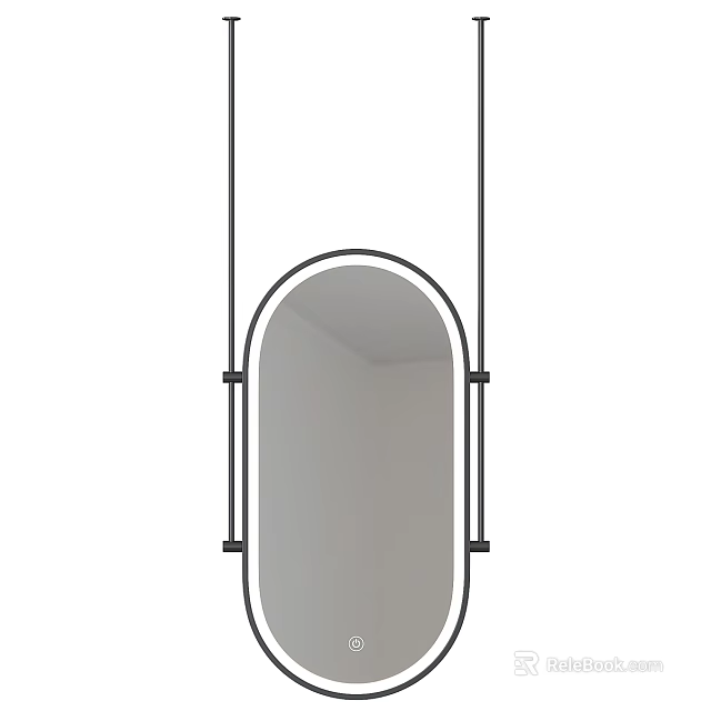 Oval Hanging Mirror With Black Metal Frame And Modern Minimalist Design 3d model 