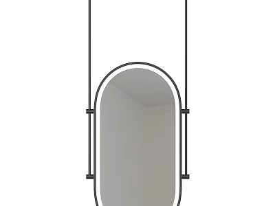 Oval Hanging Mirror With Black Metal Frame And Modern Minimalist Design 3d model