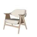 Stylish Modern Accent Chair With Light Upholstered Seat And Wooden Frame Design