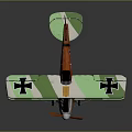 Vintage Aerospace Biplane Model Featuring Green White Orange Color And Black Cross Markings