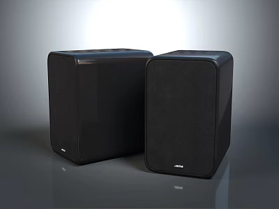 Pair of Black Desktop Computer Speakers With Sleek Design And Clear Sound 3d model
