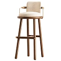 Modern Stylish Bar Stools With Wooden Frame Fabric Seat And Armrests Design
