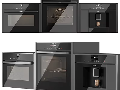 Modern Black Kitchen Appliances Oven And Coffee Machine For Contemporary Home Interior 3d model