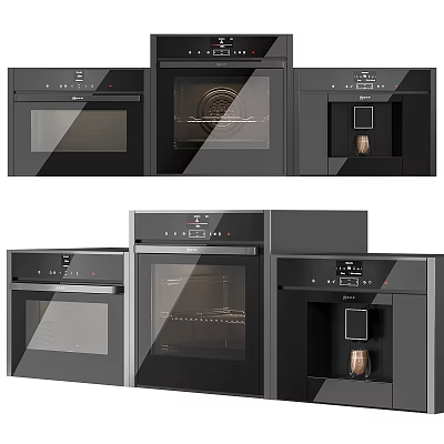 Modern Black Kitchen Appliances Oven And Coffee Machine For Contemporary Home Interior 3d model