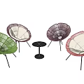 Modern Woven Chair and Table Set with Colorful Design Cushioned Seats and Small Round Table