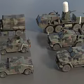 Various Military Vehicles With Camouflage Paint For Tactical Operations