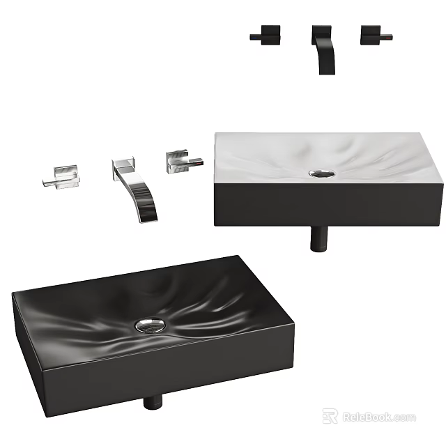 Modern Bathroom Sink With Sleek Design Faucet And Mounting Hardware 3d model 