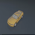 Yellow Sports Car With Two Door Design Shiny Roof Dark Background And Reflective Surface