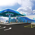 Zhonggang Petroleum Modern Gas Station With Fuel Pumps Canopy And Vehicles