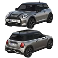 MINI Cooper Silver Two Door Hatchback With Black Roof Round Headlights And Black Alloy Wheels