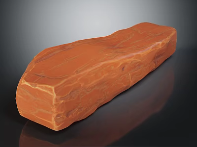 Natural Orange Stone Block With Textured Surface And Solid Natural Structure 3d model
