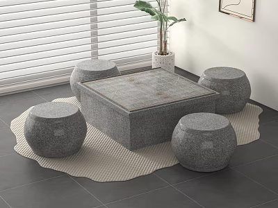 Modern Outdoor Tables and Chairs Outdoor Tables and Chairs Stone Tables and Stool Outdoor Leisure Chairs 3d model
